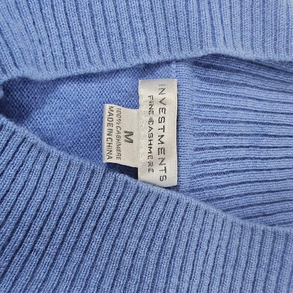 Investments Light Blue V-Neck Sweater 100% Cashmere Sz M - Picture 13 of 13
